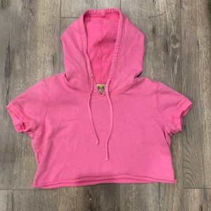 Juicy Couture Hot Pink Crop Hoodie Sweatshirt S